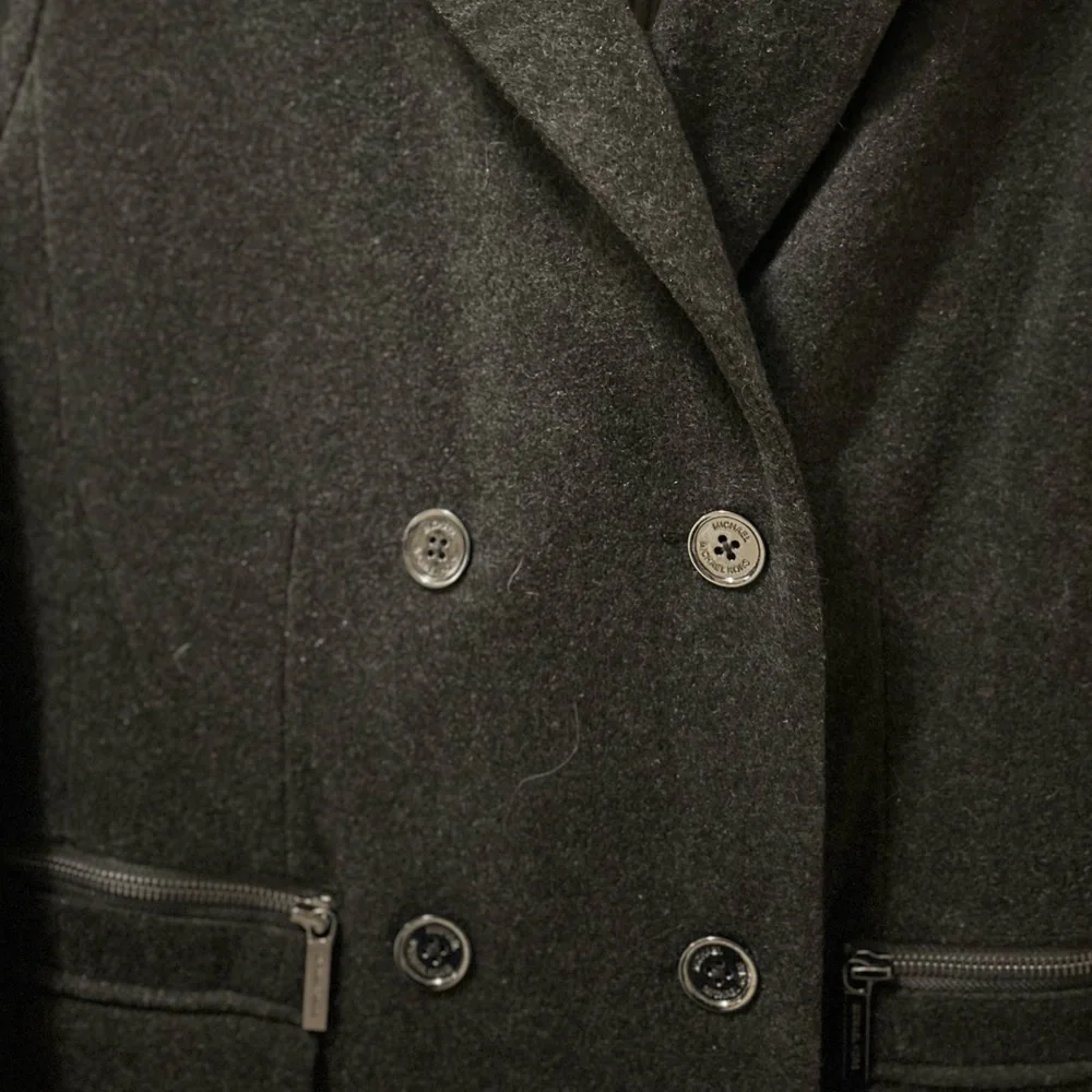 MICHAEL KORS. Grey Tan Wool Color Block Long Jacket Peacoat Coat NWT - Picture 11 of 14